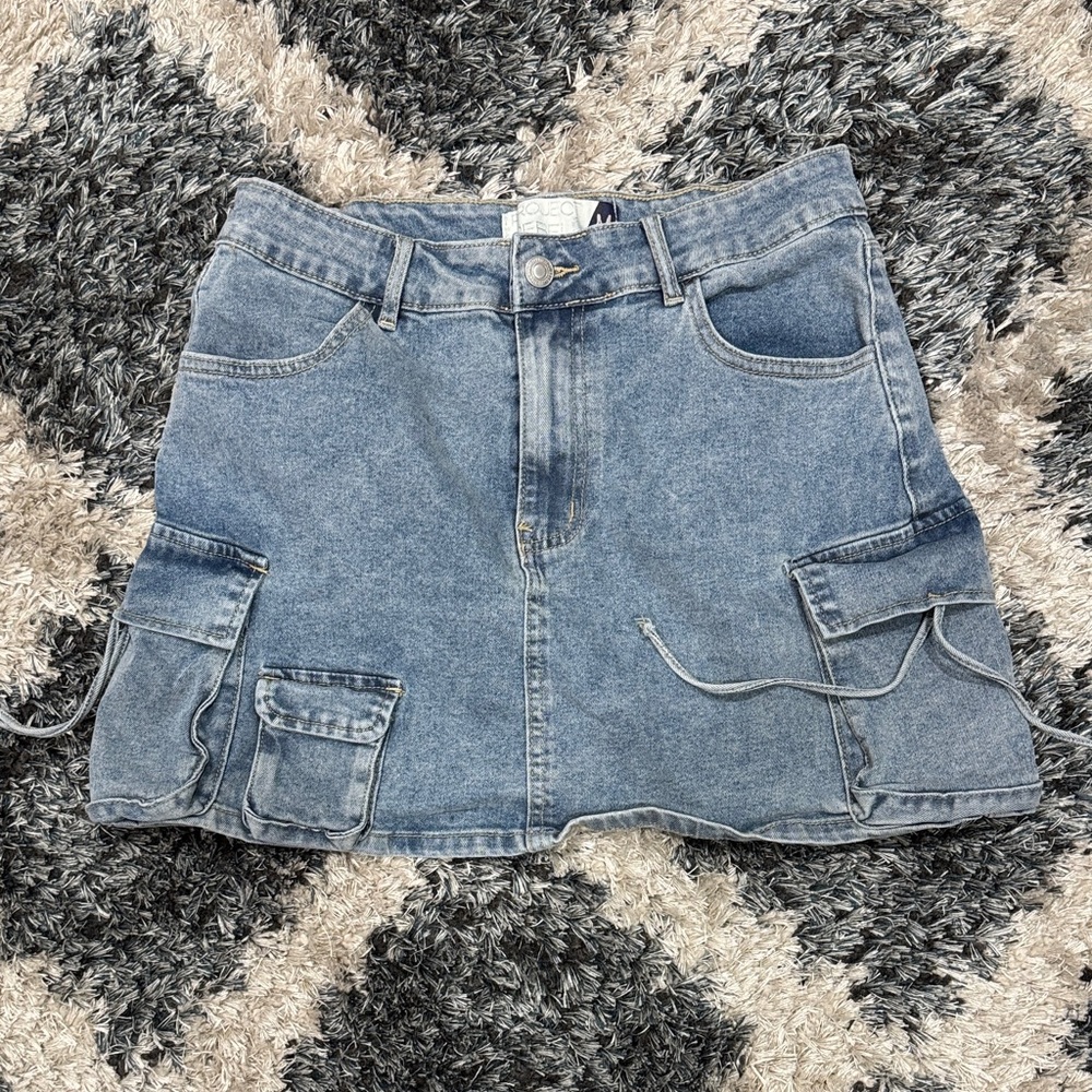 Denim Mini Skirt with Pockets